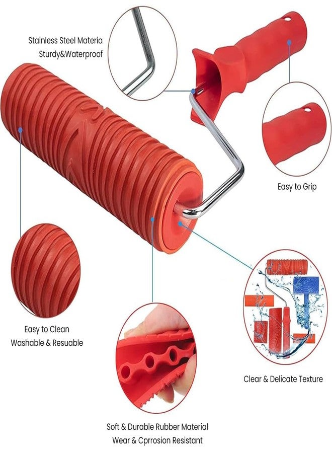 Serplex® 6Pcs Wood Graining Tool Set, Wood Grain Roller Painting Tool with Handle, Paint Roller Tool Kit Multi Sizes Rubber Graining Roller Tools for Wall, DIY Wooden Craft, Art Painting - Image 3
